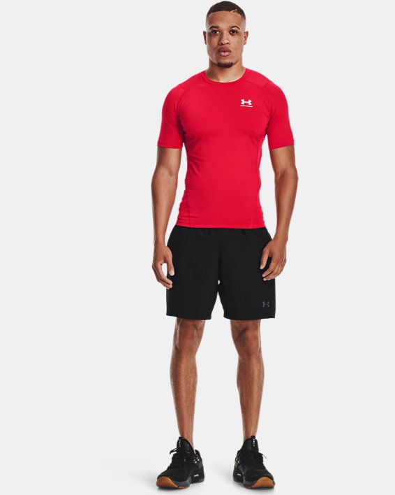 Men's HeatGear® Armour Short Sleeve in Red image number 2